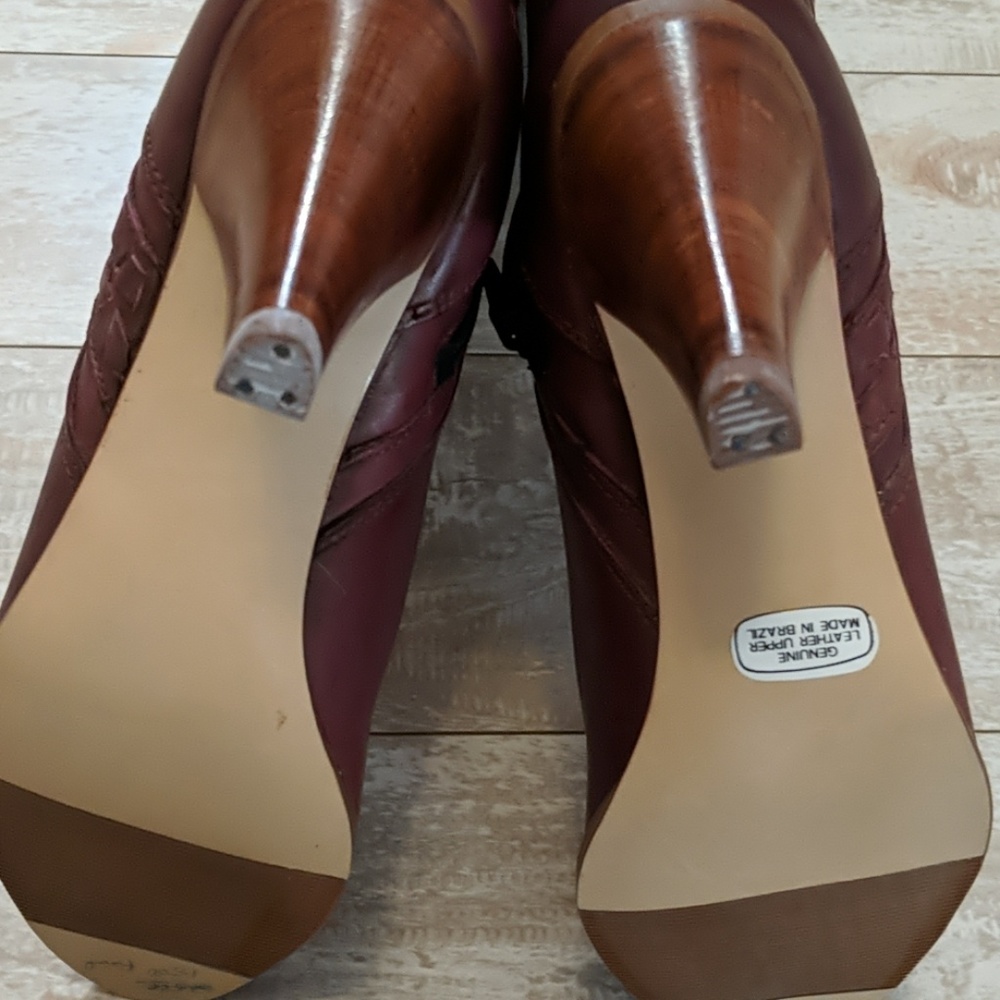 Vintage Kinney Leather Maroon Boots - Picture 6 of 7